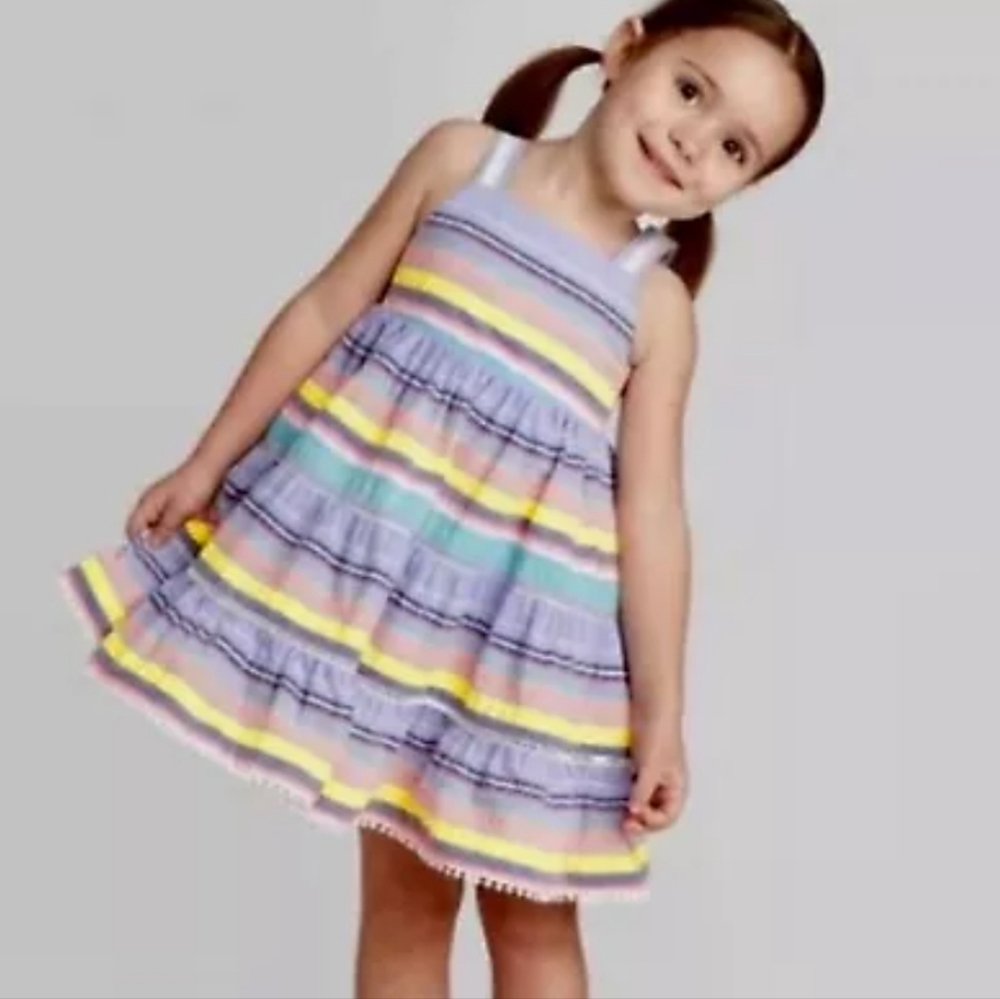 Cat & Jack Striped Cotton Colorful Toddler Summer Spring Cotton Dress 4t